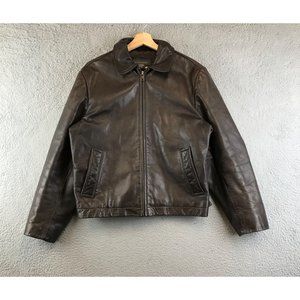 Banana Republic Leather Bomber Jacket Men Small Brown Biker Vintage
